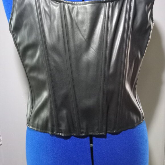 Torrid Black Faux Leather Corset Vest - Picture 2 of 9